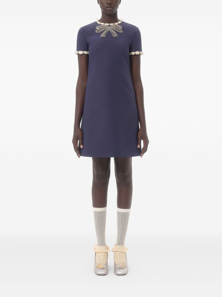 Valentino Wool and silk embroidered mini dress
