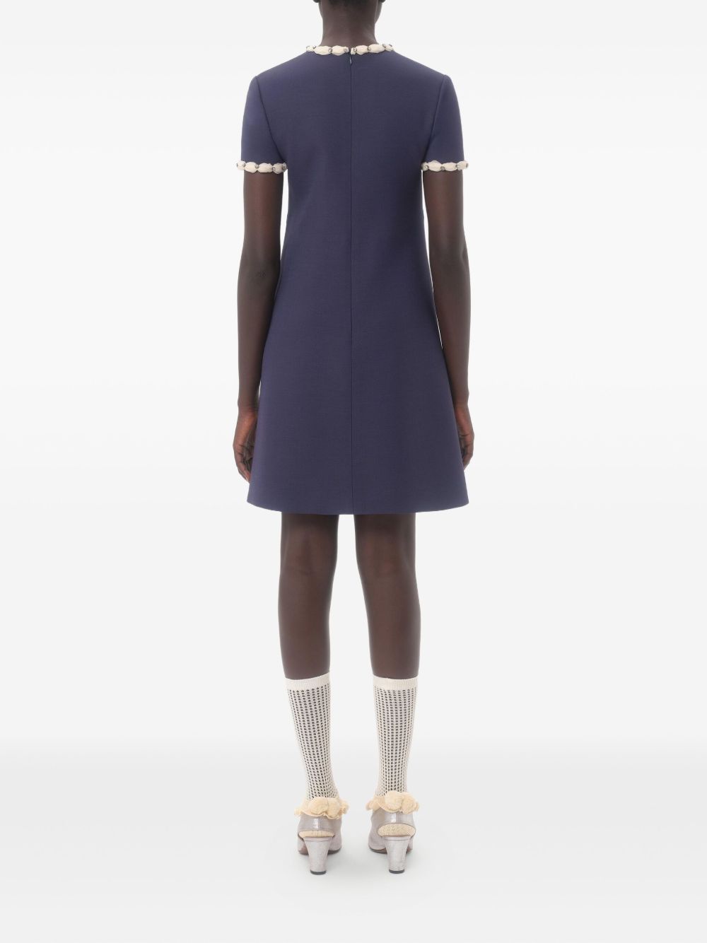 Valentino Wool and silk embroidered mini dress
