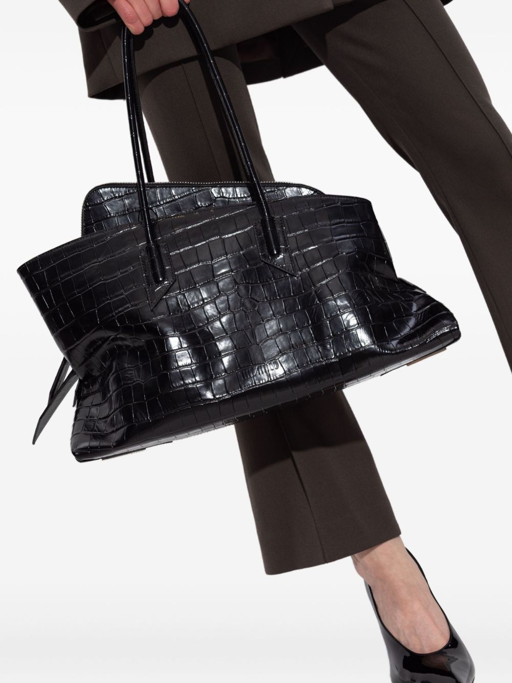 The Attico crocodile-effect La Passeggiata medium bag