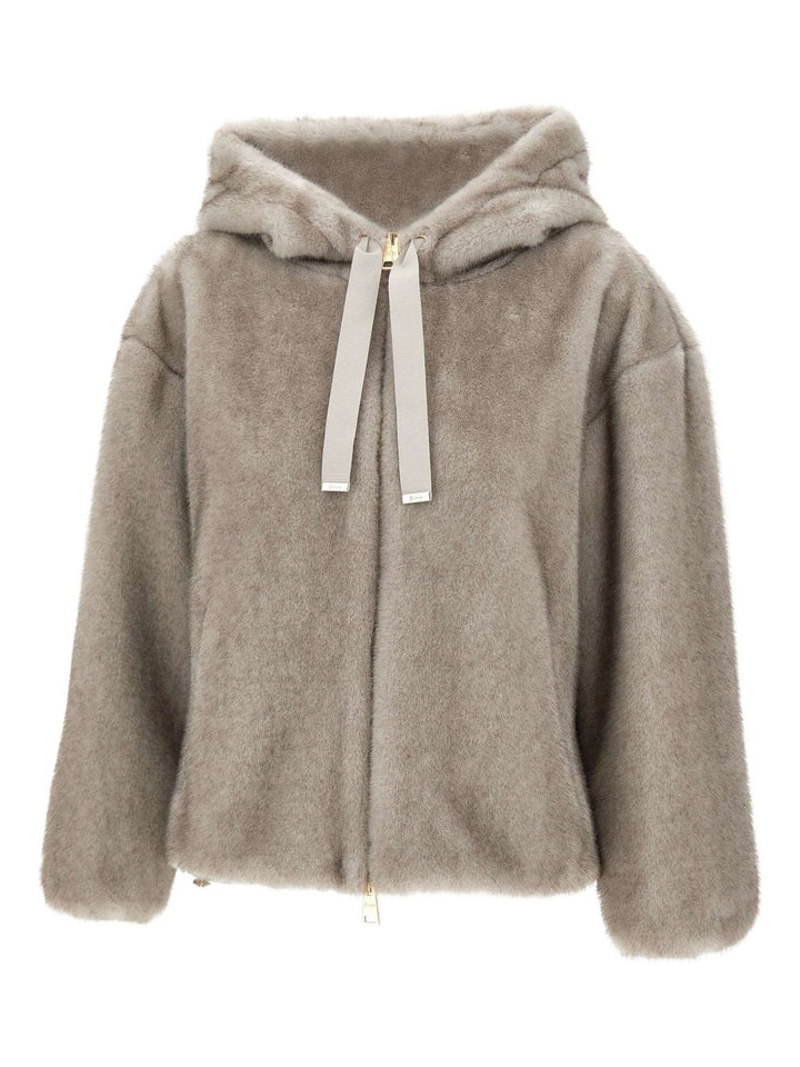Herno faux fur hoodie jacket