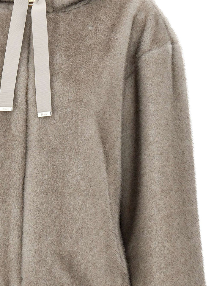 Herno faux fur hoodie jacket