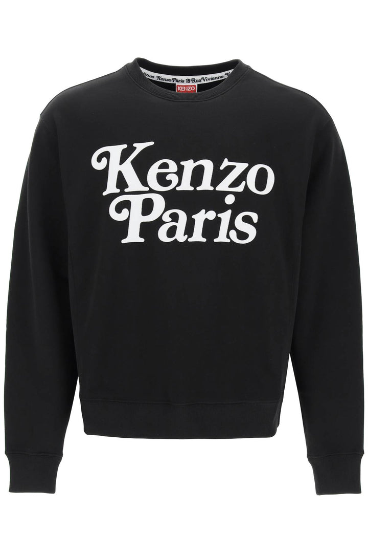 Kenzo Replace With Double Quotefleece Sweatshirt With F   Black