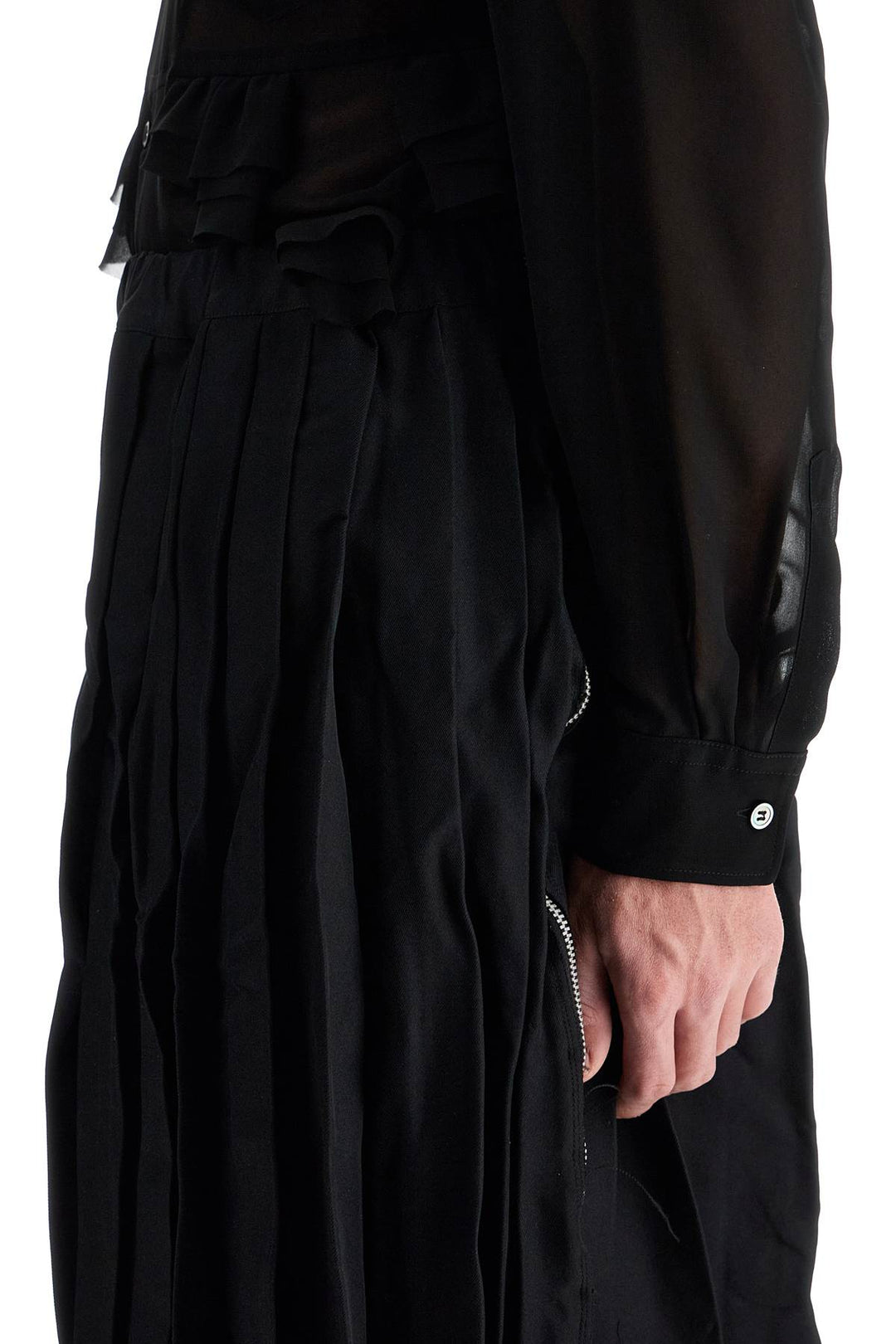 COMME DES GARCONS BLACK pleated skirt with side z