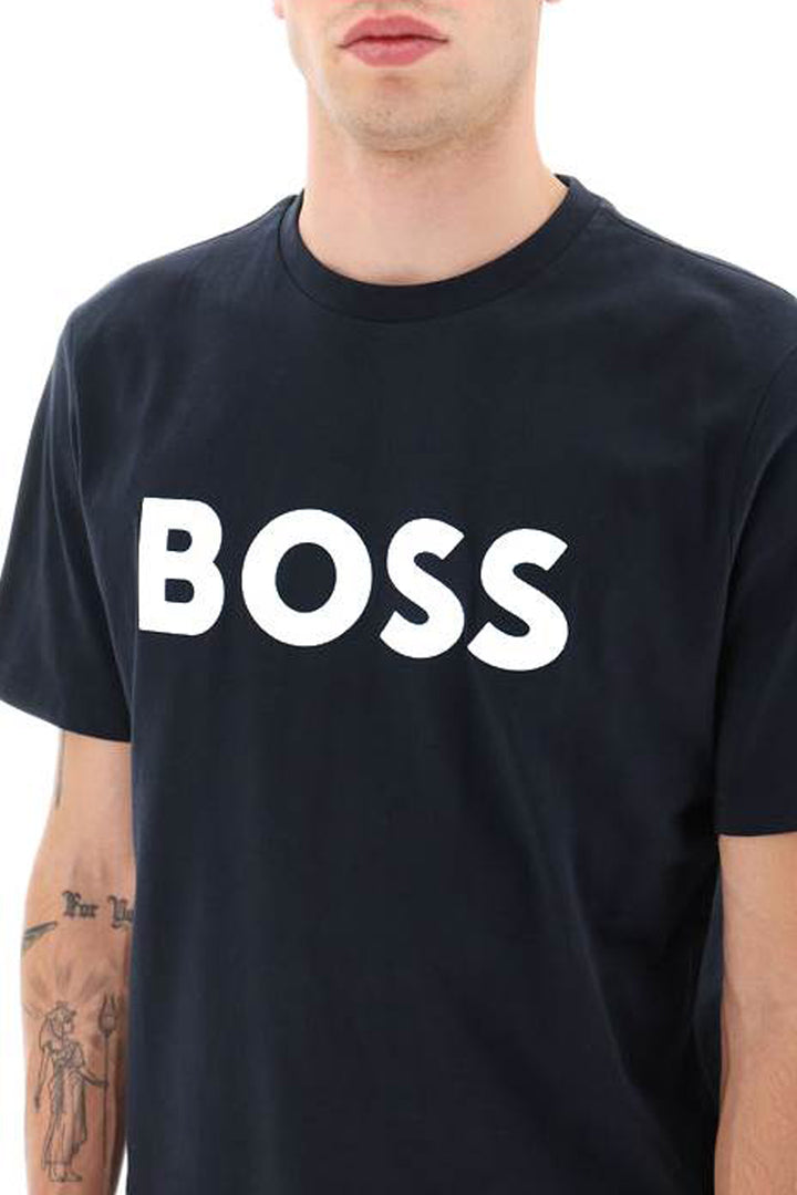 Boss Tiburt 354 Logo Print T Shirt   Blue