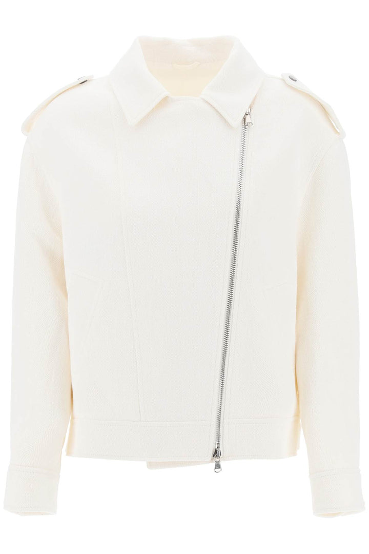 Brunello Cucinelli Cotton Linen Biker Jacket   Bianco