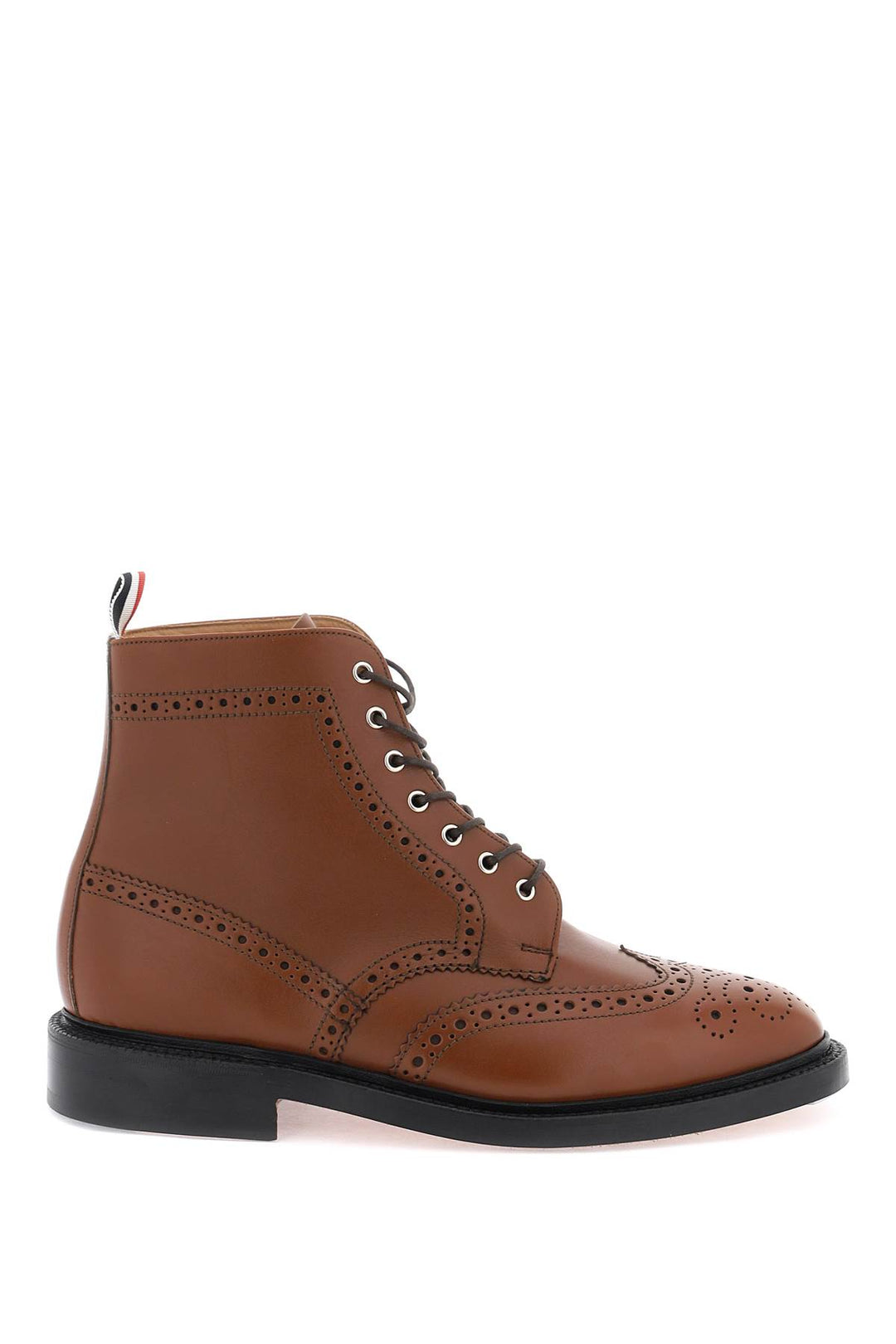 Thom Browne Wingtip Ankle Boots With Brogue Details   Brown