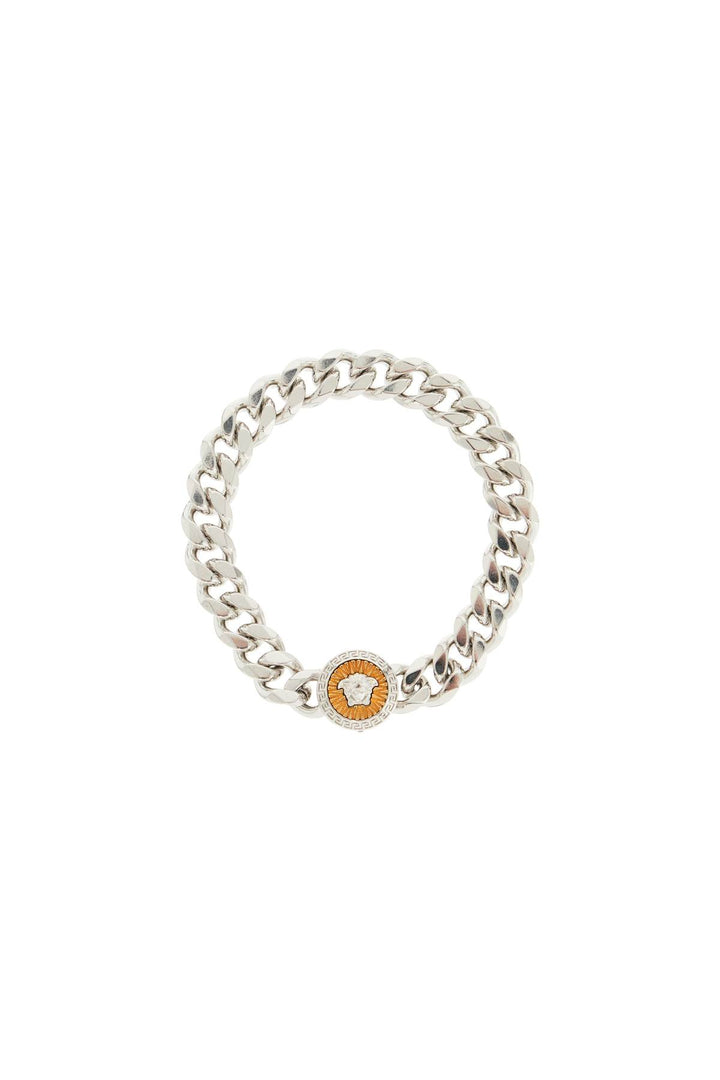 Versace Chain Bracelet With Medusa Charm   Silver