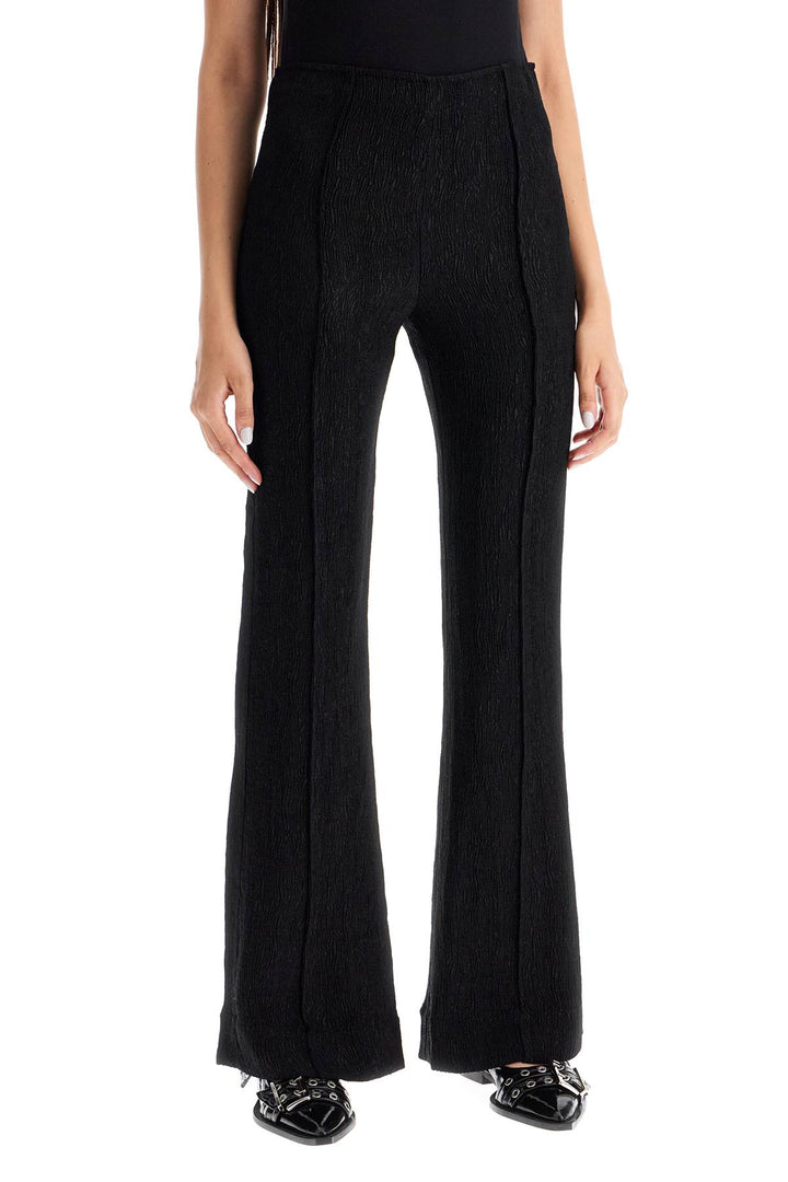 Ganni Flared Viscose Trousers For   Black