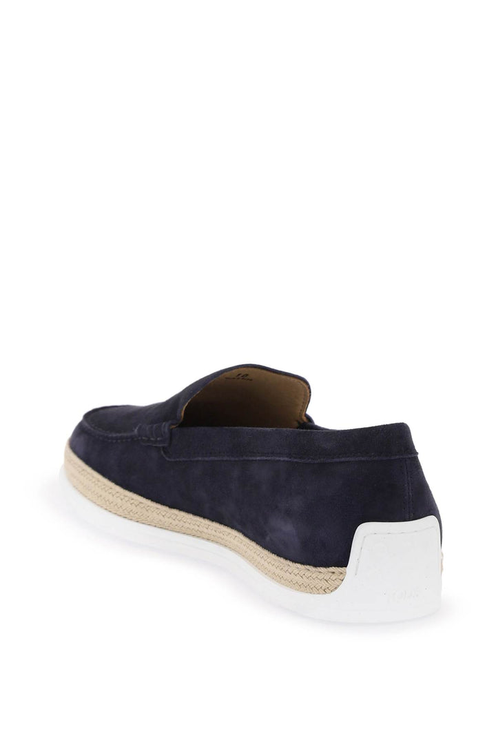 Tod's Suede Slip On With Rafia Insert   Blue