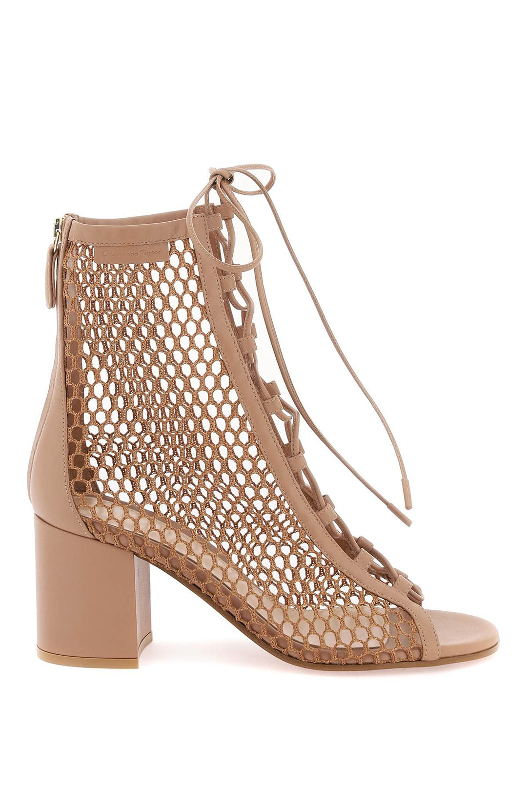 Gianvito Rossi Open Toe Mesh Ankle Boots With   Rosa
