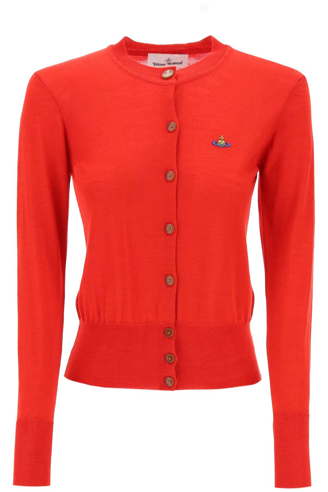 Vivienne Westwood Bea Cardigan With Embroidered Logo   Rosso