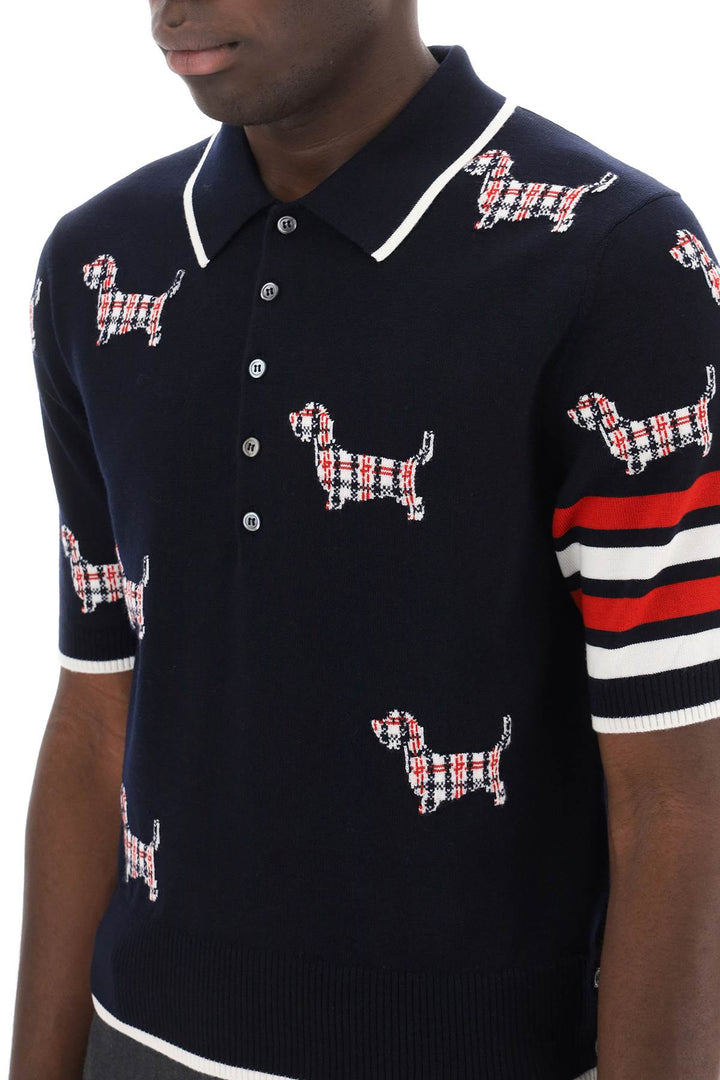 Thom Browne Hector Knitted Polo Shirt   Blu