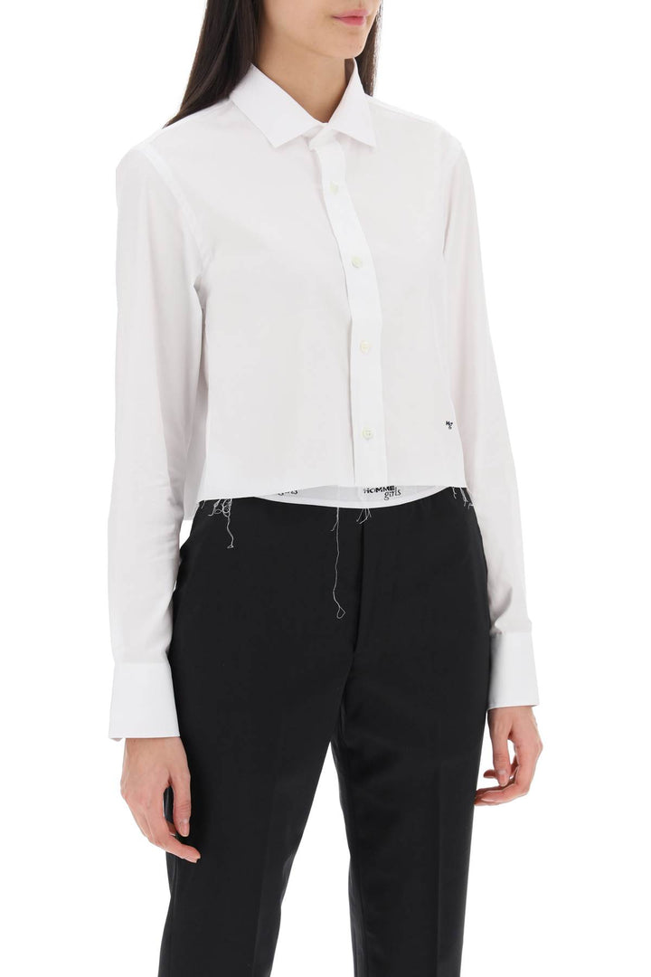 Homme Girls Cotton Twill Cropped Shirt   Bianco