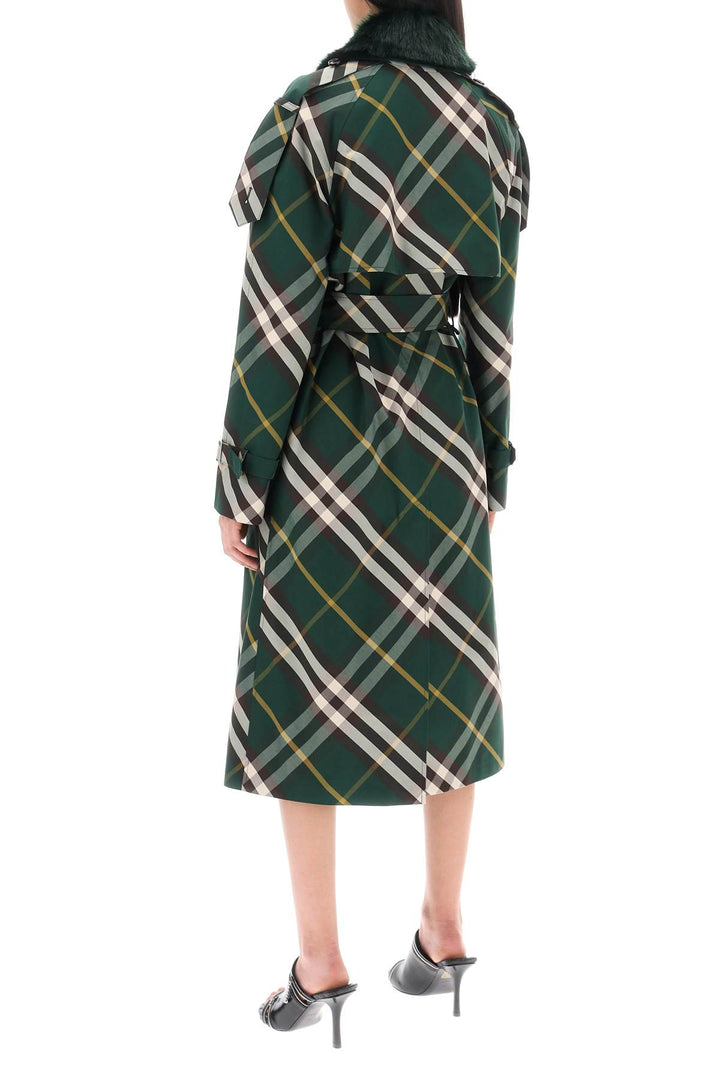 Burberry Kensington Trench Coat With Check Pattern   Verde
