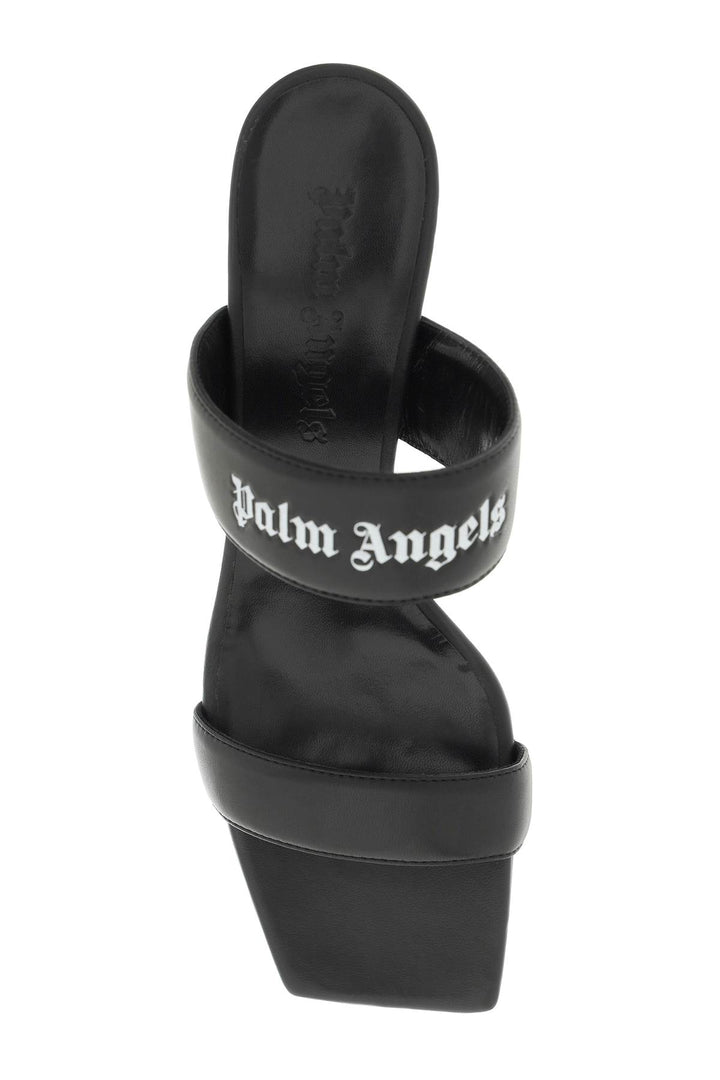 Palm Angels Leather Mules With Logo   Nero