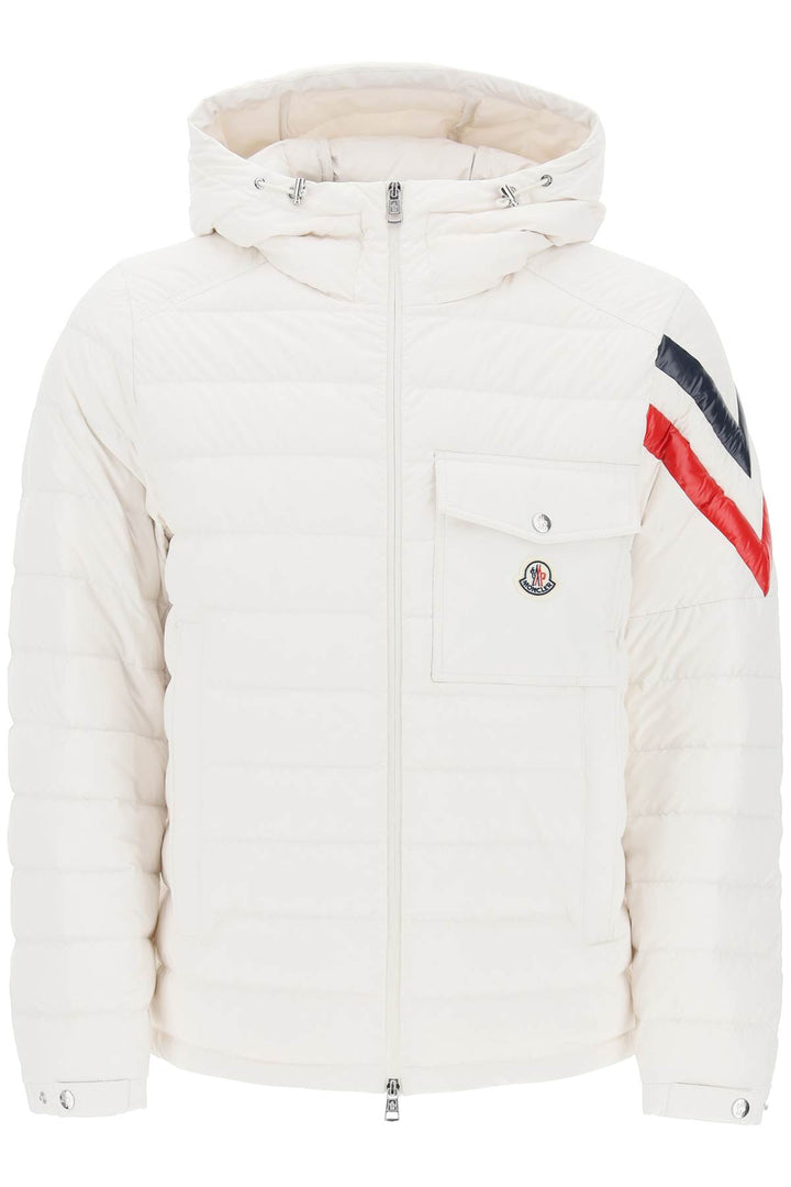 Moncler Berard Down Jacket With Tricolor Intarsia   Bianco