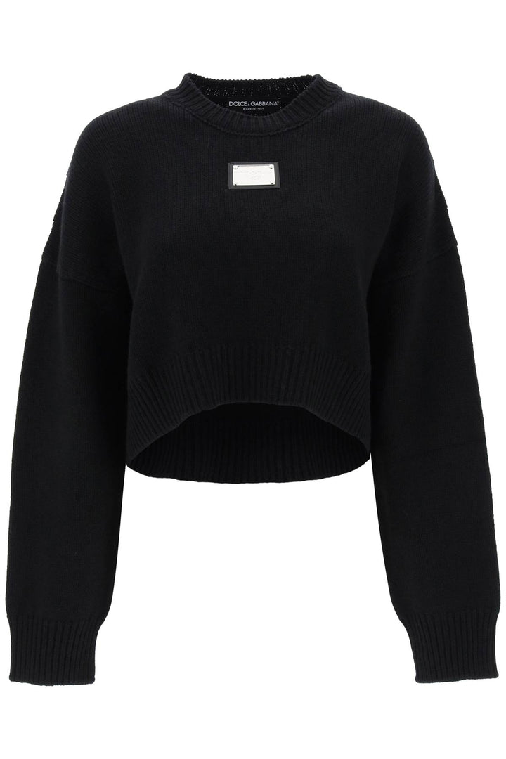 Dolce & Gabbana Logo Plaque Cropped Sweater   Black