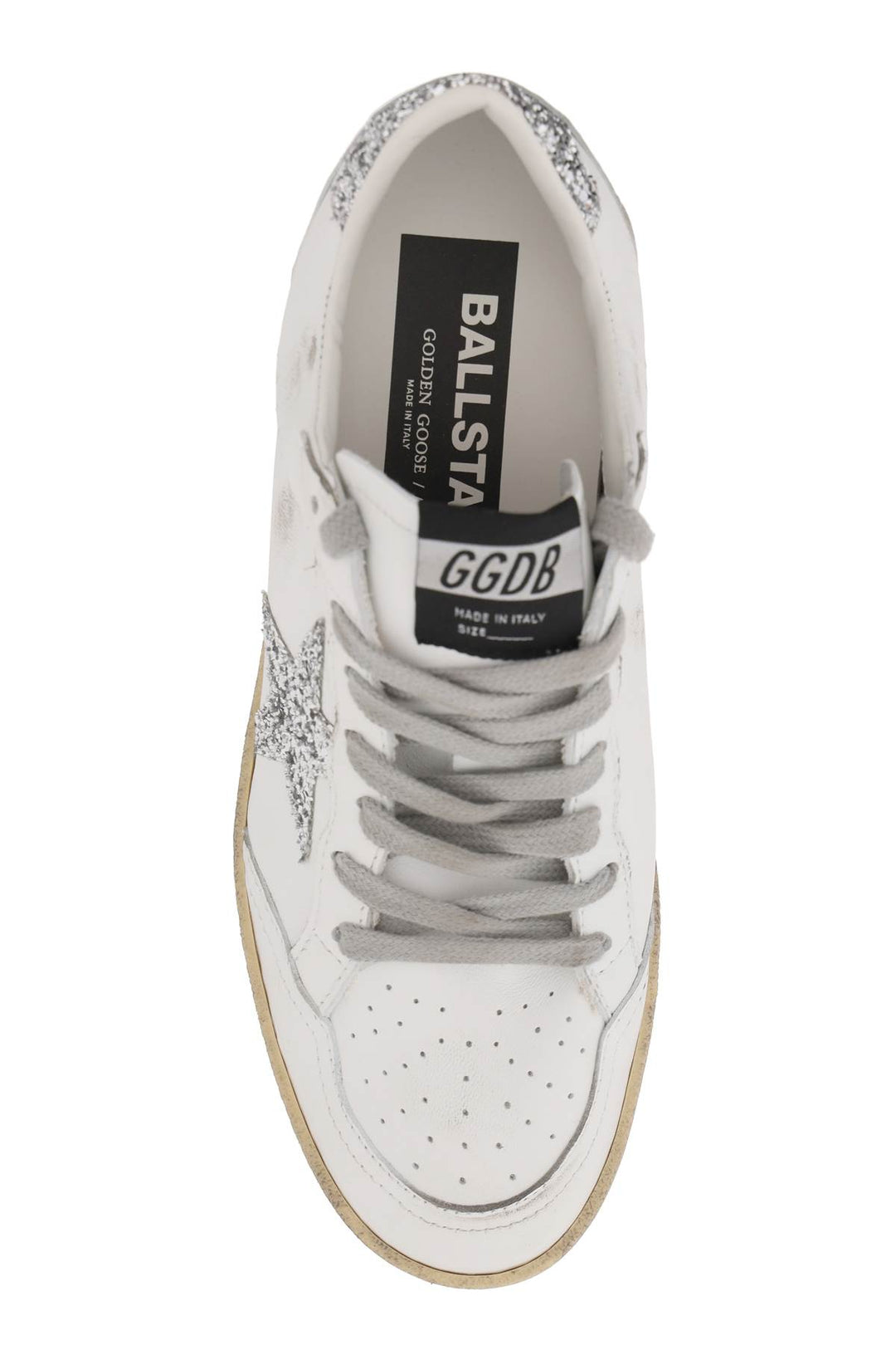 Golden Goose Leather Ball Star Sneakers   Silver