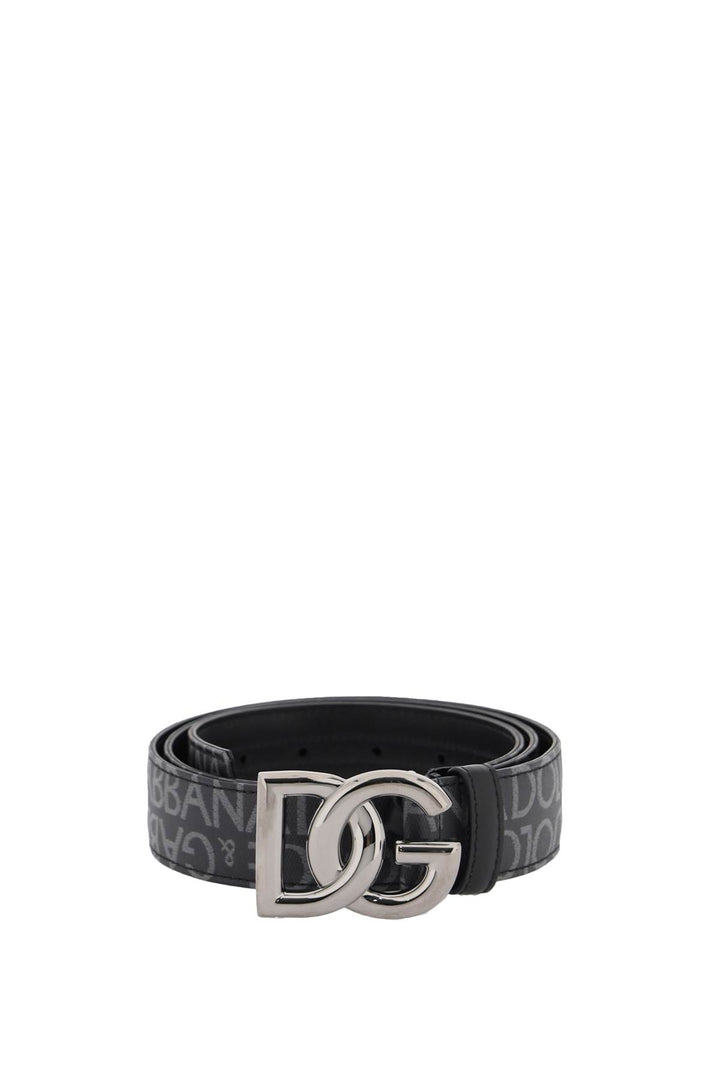 Dolce & Gabbana Coated Jacquard Logo Belt With Dg Buckle   Black