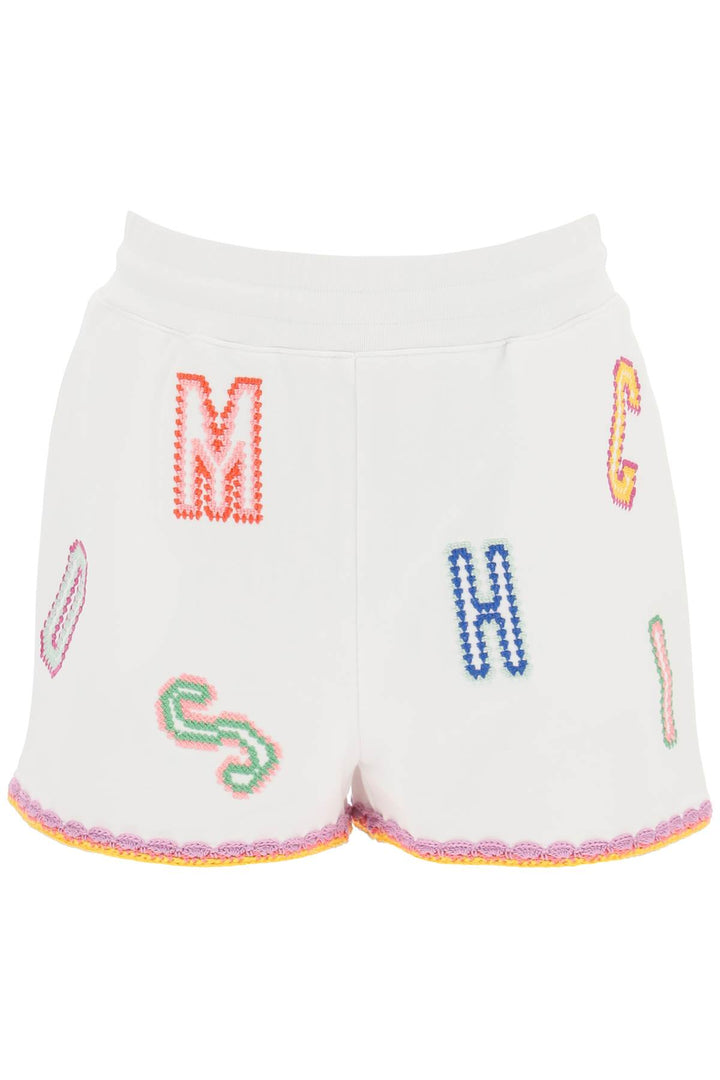 Moschino Embroidered Cotton Shorts   Bianco