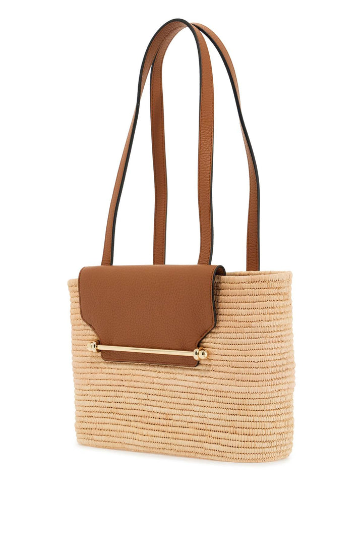 Strathberry raffia bag with leather details