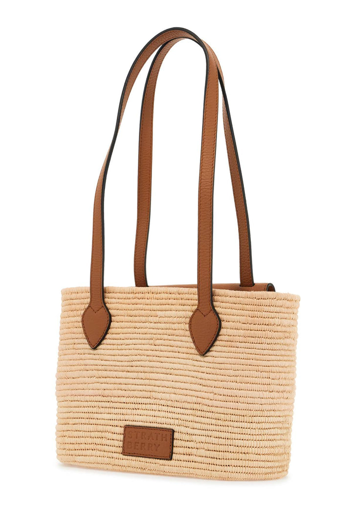 Strathberry raffia bag with leather details