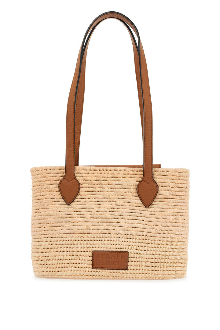 Strathberry raffia bag with leather details