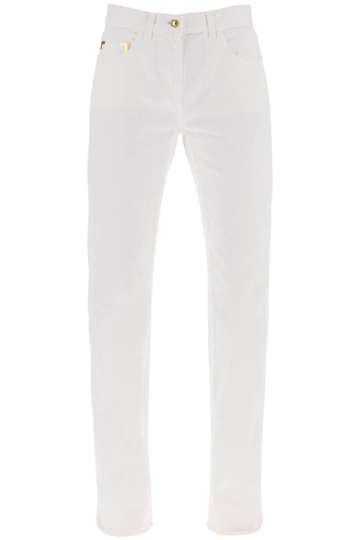 Palm Angels Jeans With Gold Metal Detailing   White