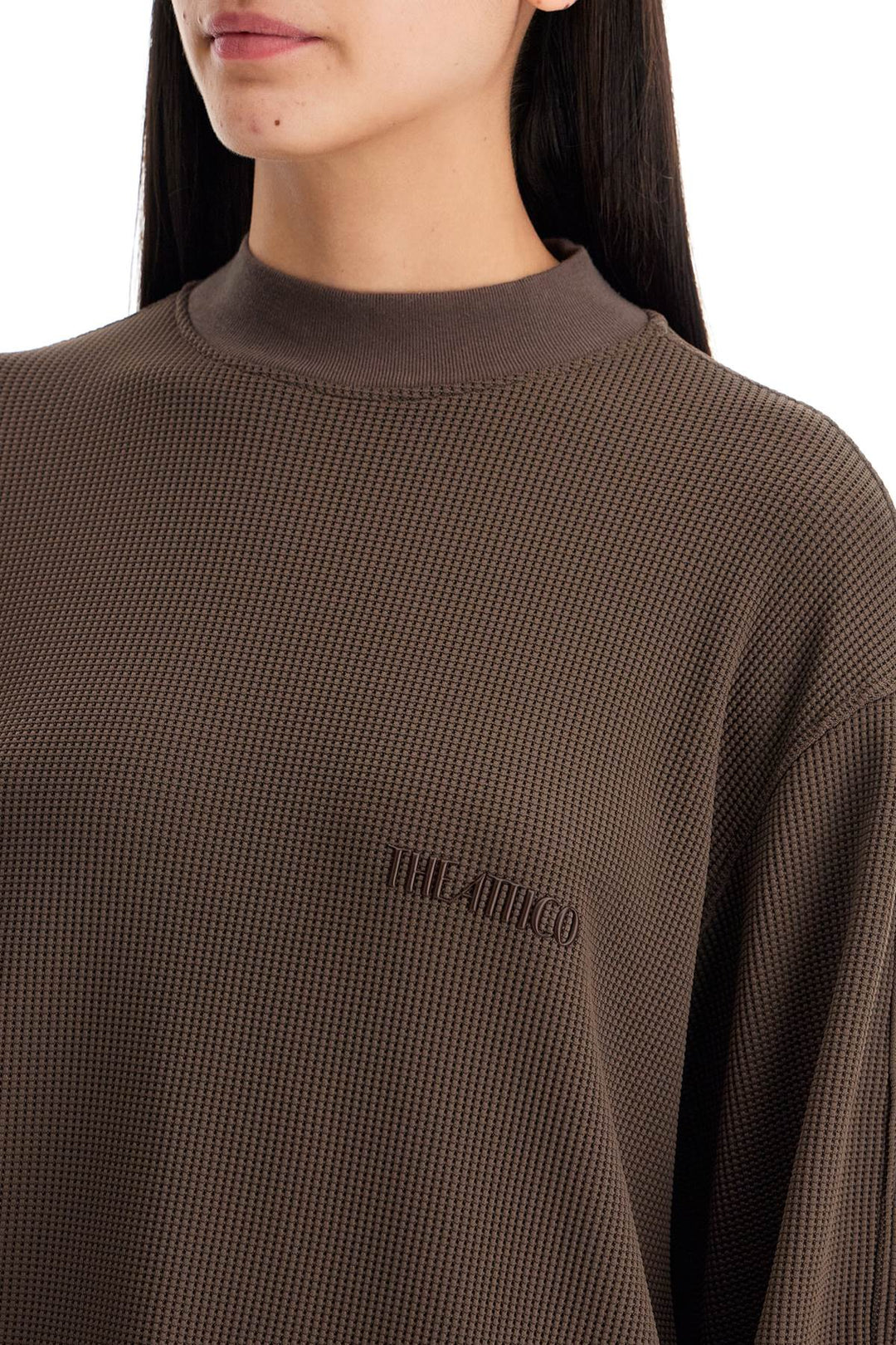 The Attico Long Sleeved Waffle Jersey T   Brown