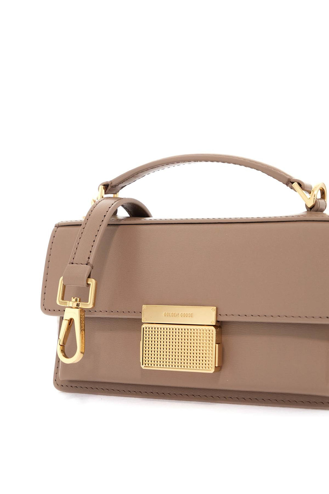 Golden Goose Mini Venice Leather Palmellata Handbag   Beige