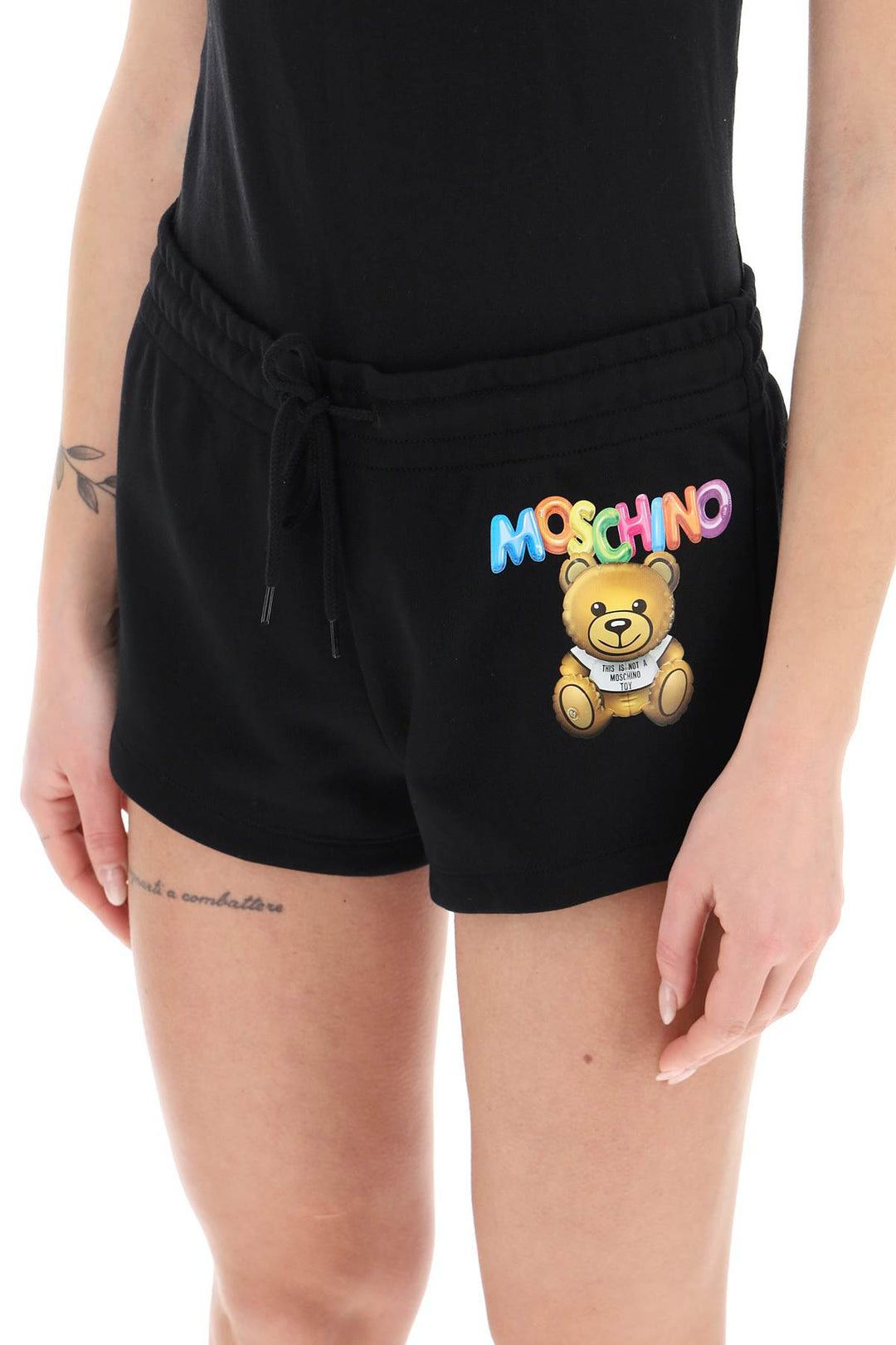 Moschino Logo Printed Shorts   Nero