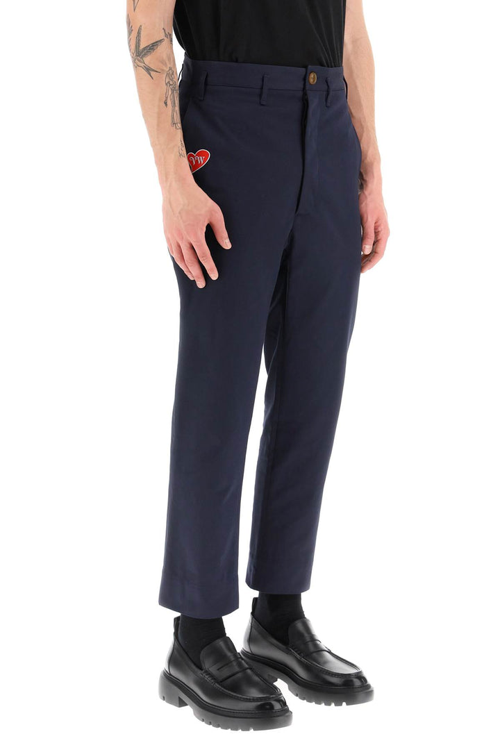 Vivienne Westwood Cropped Cruise Pants Featuring Embroidered Heart Shaped Logo   Blu