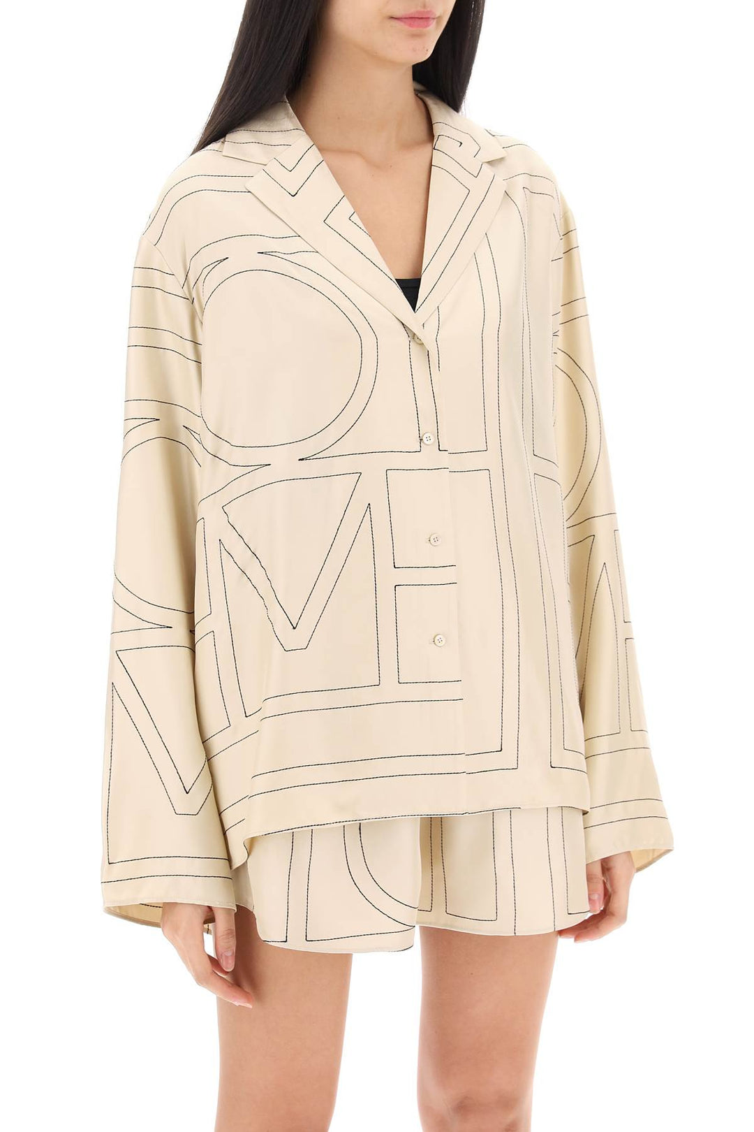 Toteme monogram silk pajama shirt