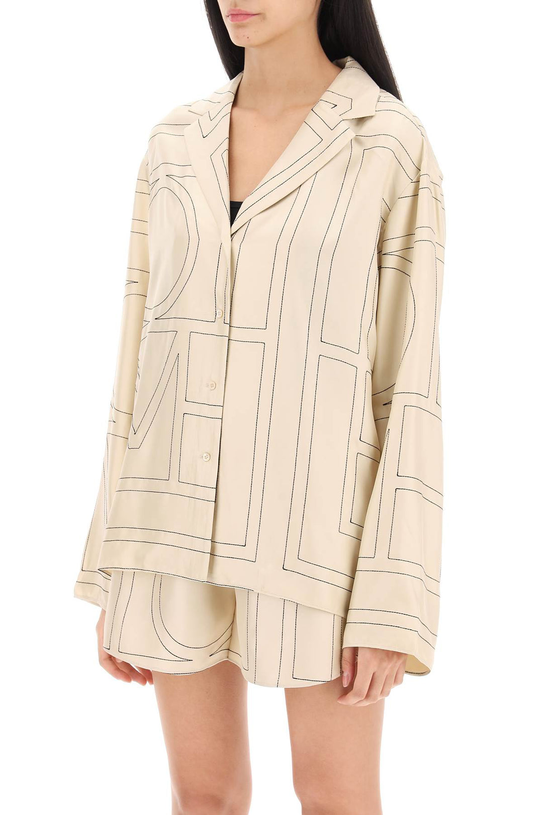 Toteme monogram silk pajama shirt