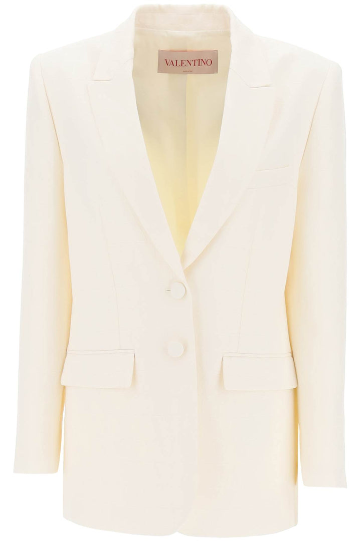 Valentino Garavani Toile Iconographe Blazer In Crepe Couture   White
