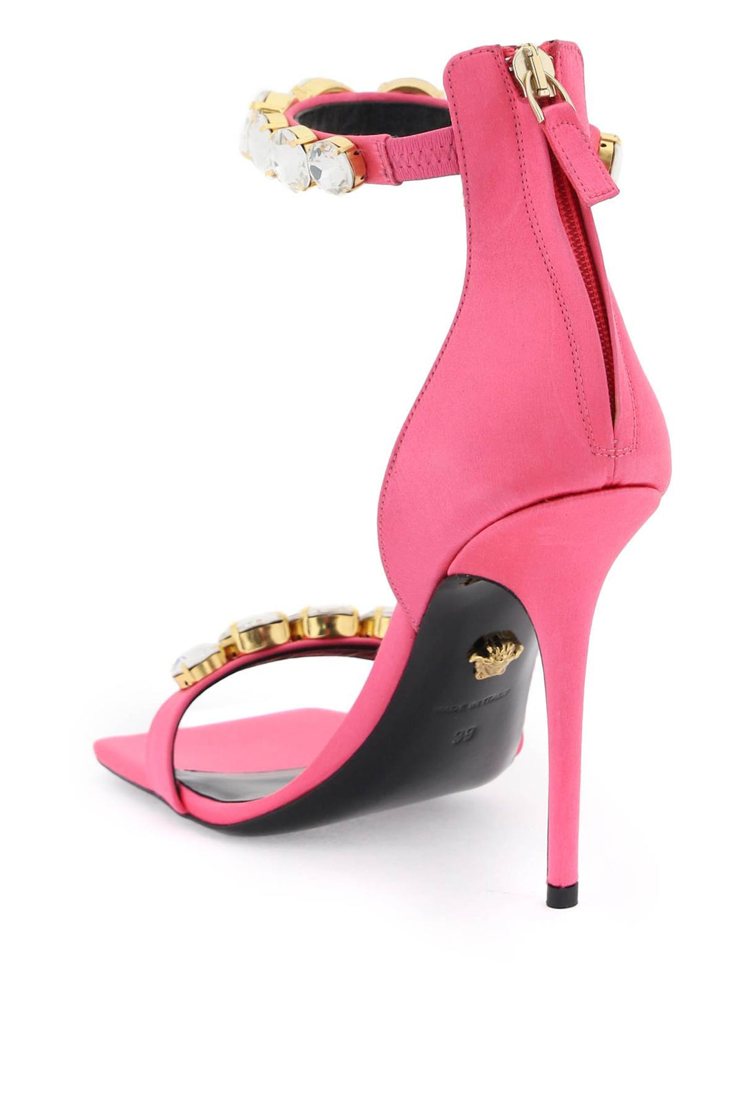 Versace Satin Sandals With Crystals   Rosa