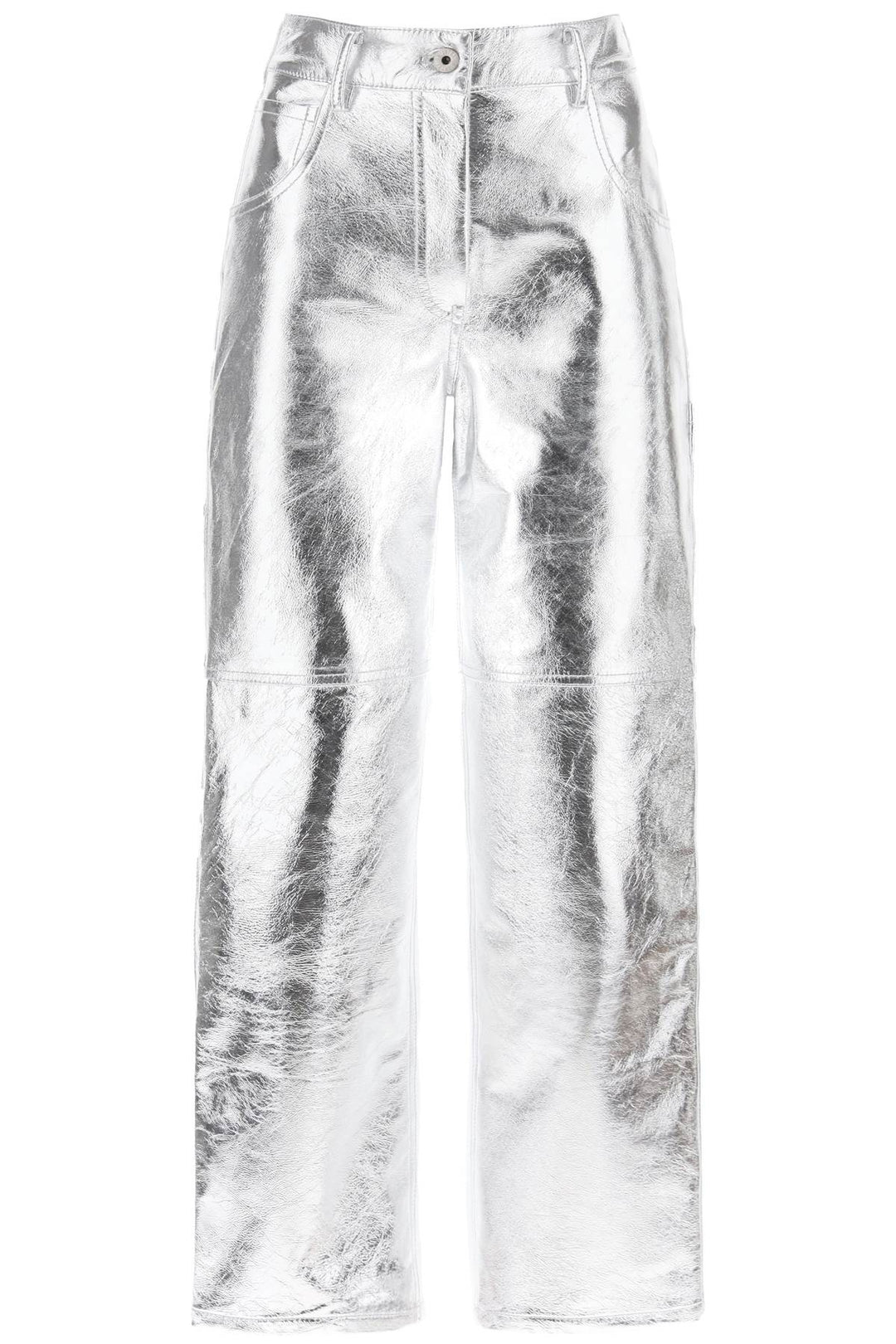 Interior Sterling Pants In Laminated Leather   Argento