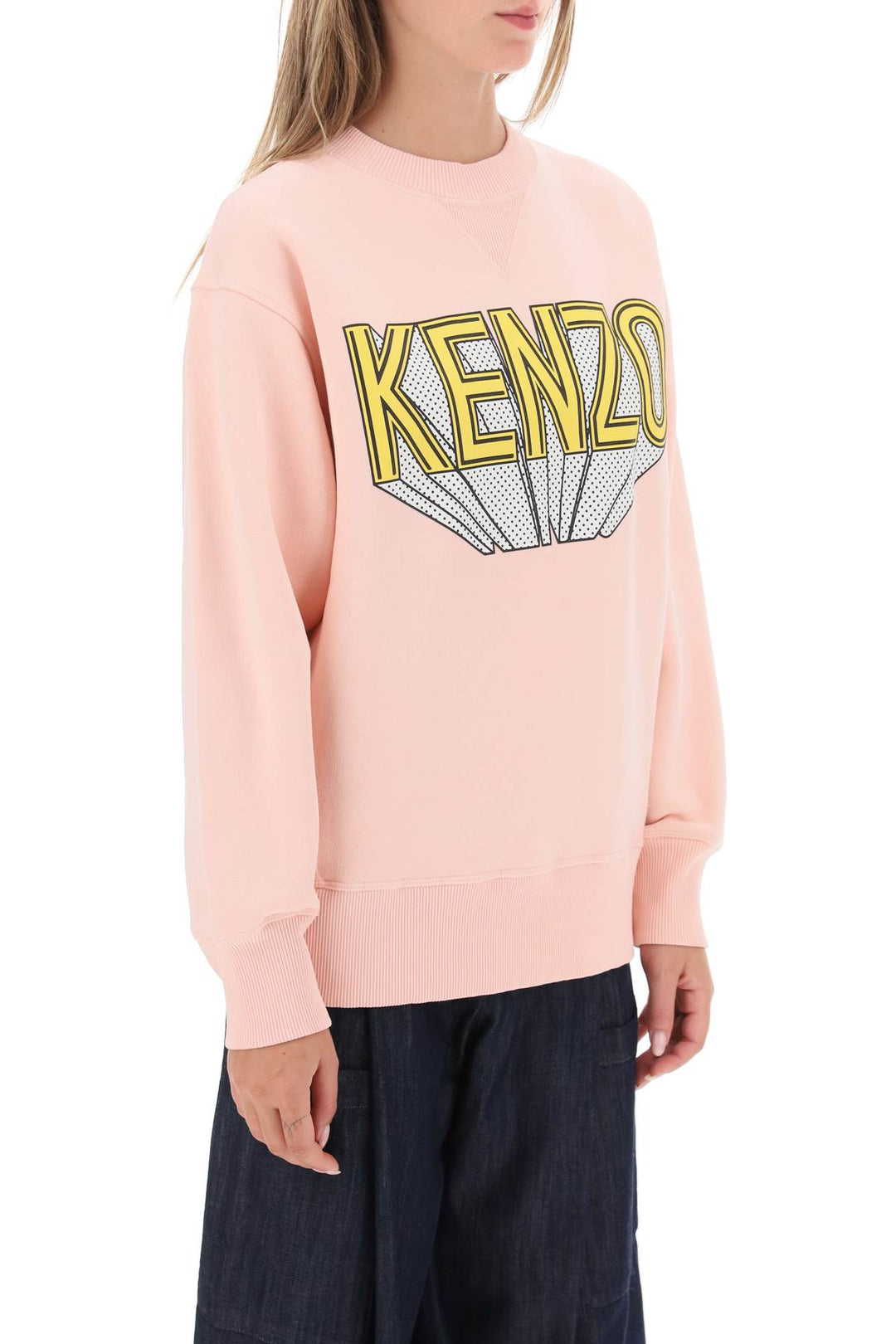 Kenzo 3d Printed Crew Neck Sweatshirt   Rosa