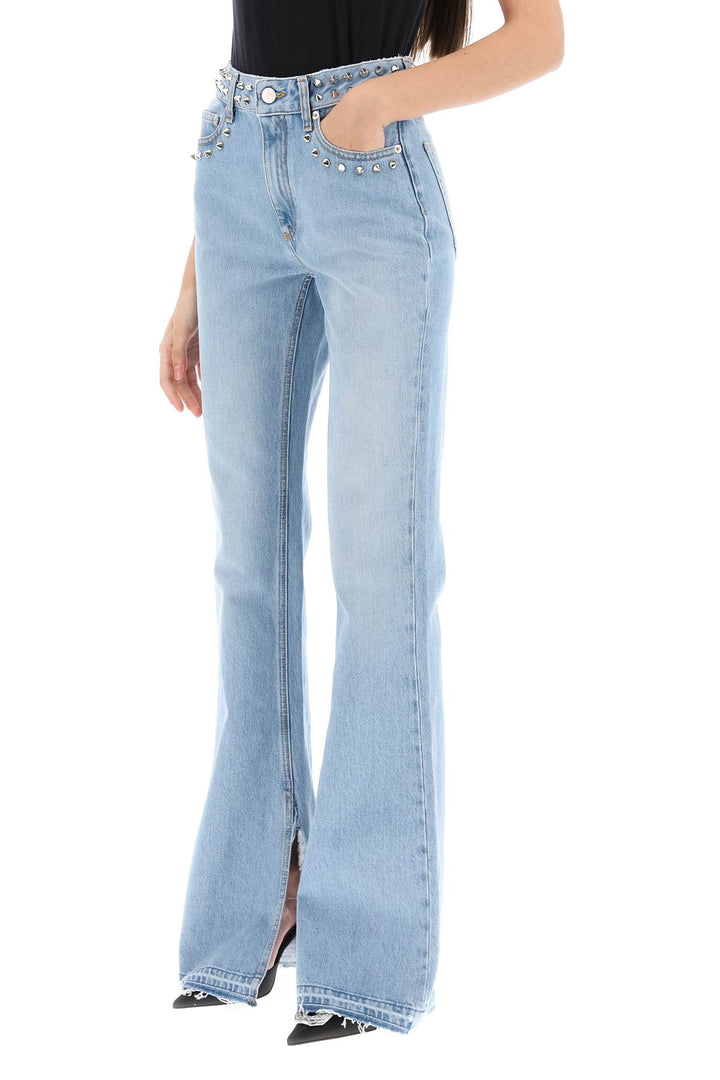 Alessandra Rich Flared Jeans With Studs   Celeste