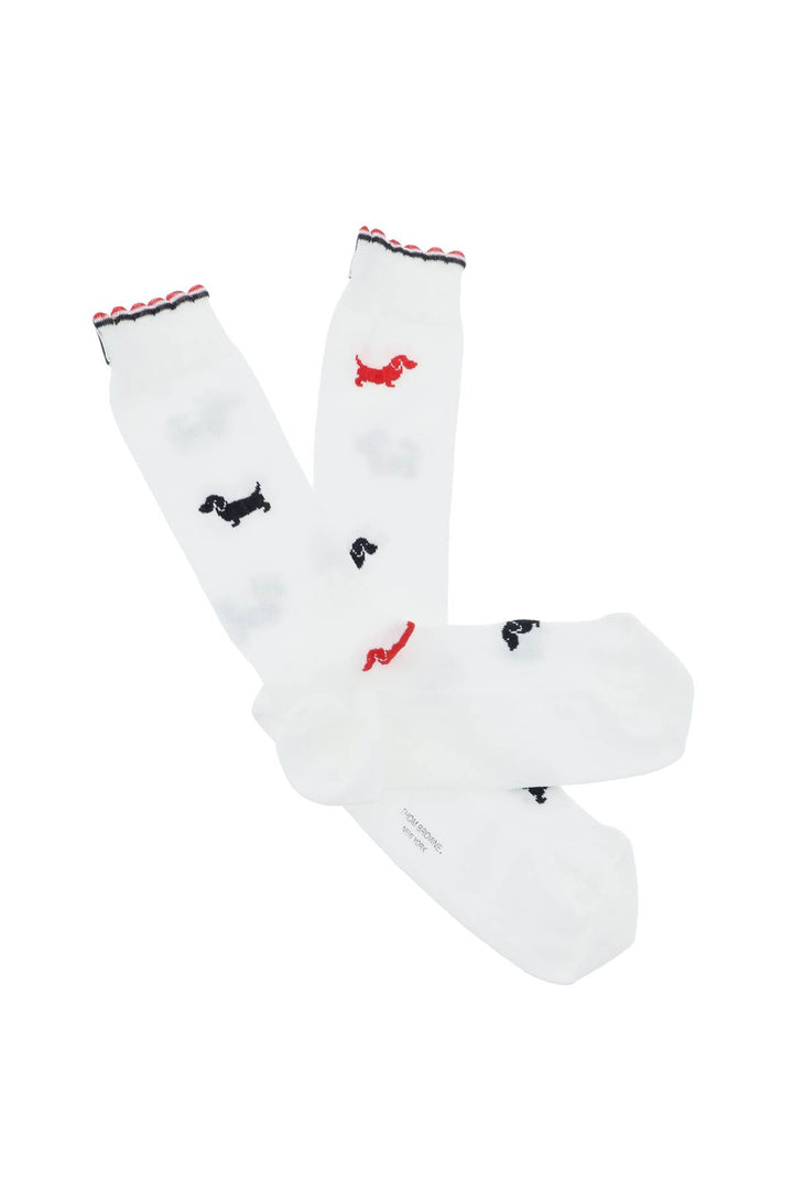 Thom Browne Hector Socks In Cotton Piqué   Bianco