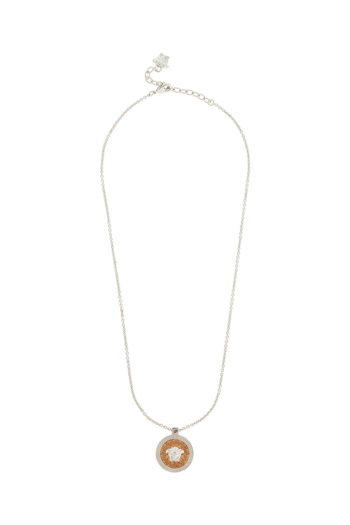 Versace Ic Crystal Necklace With Pendant And Chain   Silver