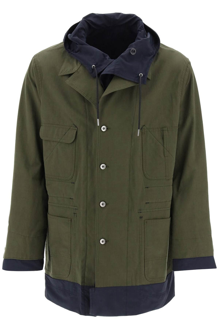 Sacai reversible cotton blend overcoat with