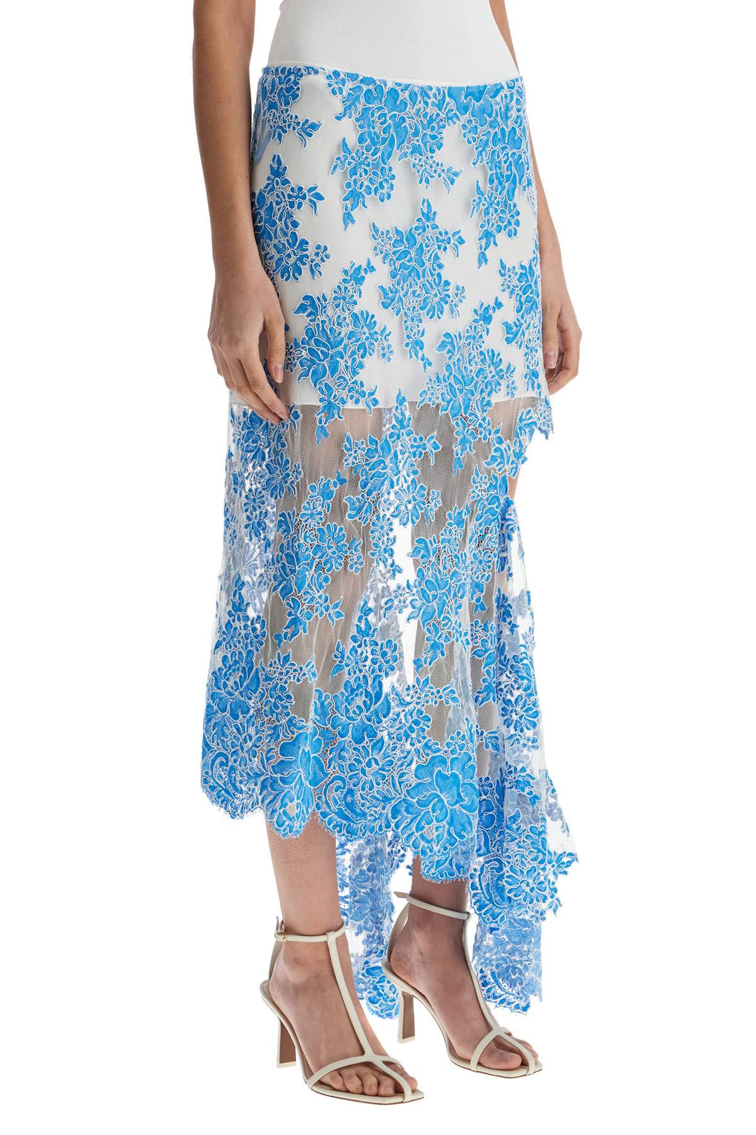 Christopher Esber asymmetrical floral cotton lace skirt