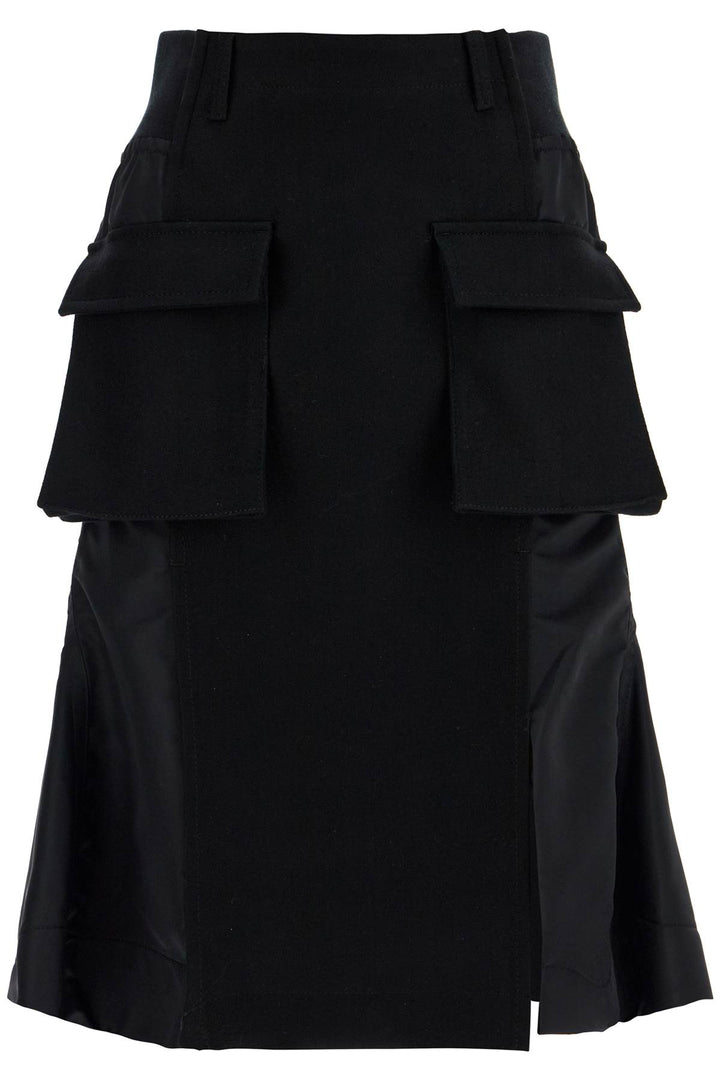 Sacai hybrid nylon and wool skirt