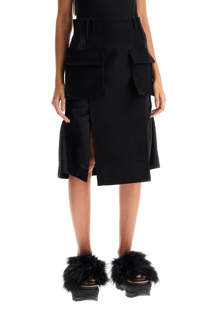 Sacai hybrid nylon and wool skirt