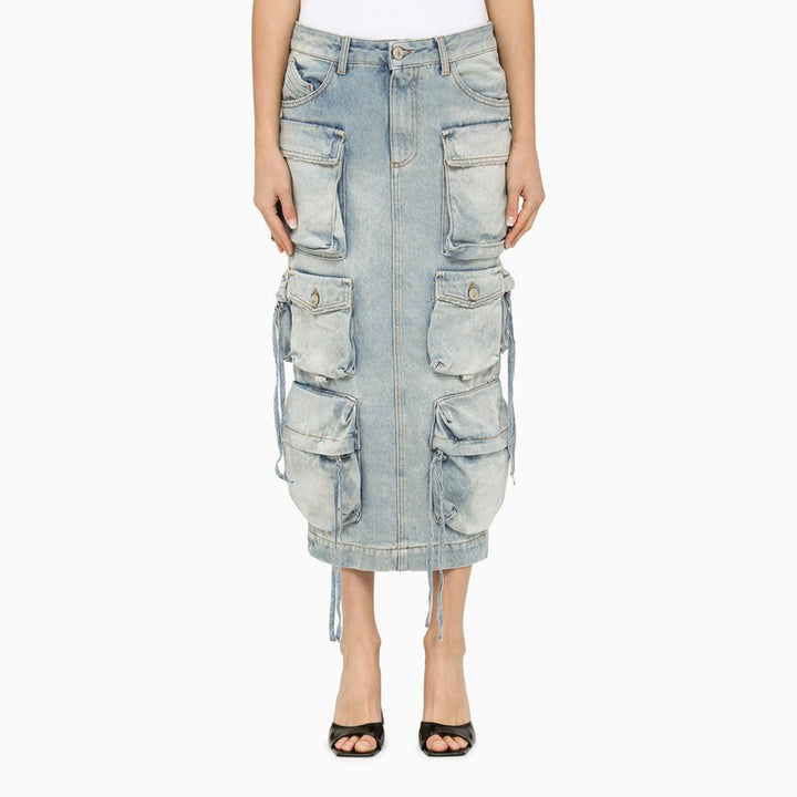 The Attico denim cargo midi skirt