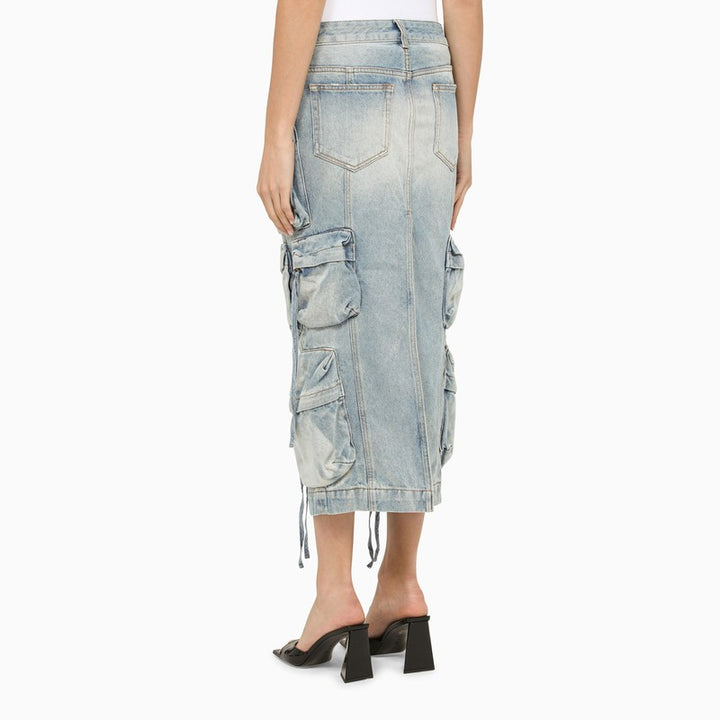 The Attico denim cargo midi skirt