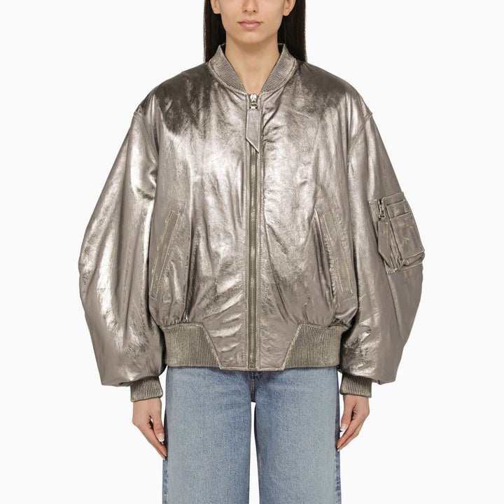 The Attico Anya leather bomber jacket
