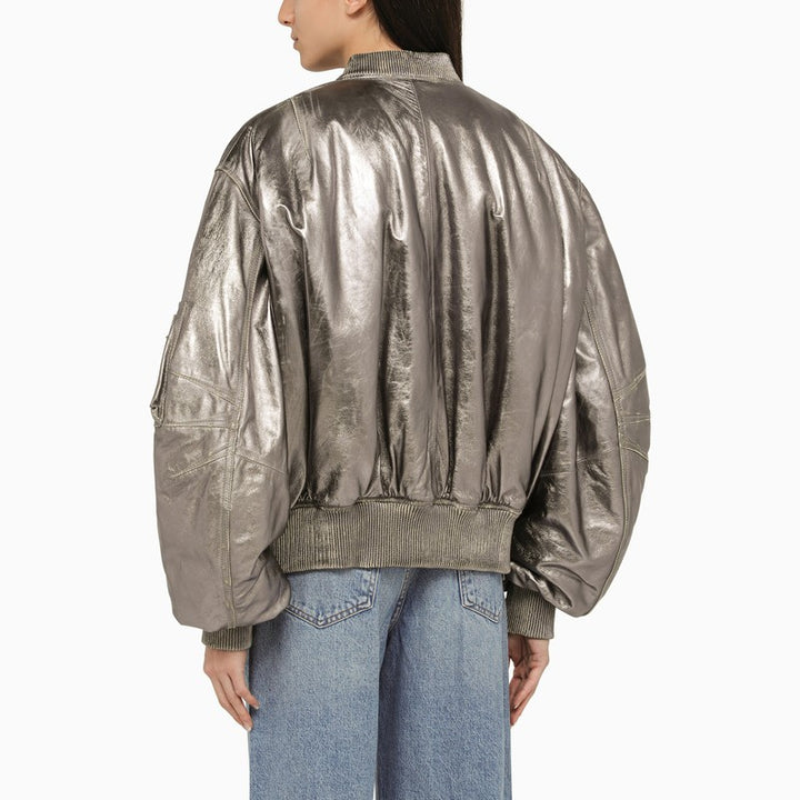 The Attico Anya leather bomber jacket