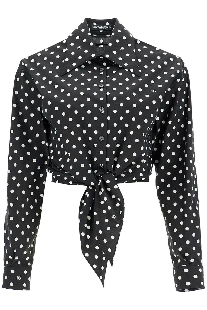 Dolce & Gabbana Polka Dot Knotted Shirt   Black